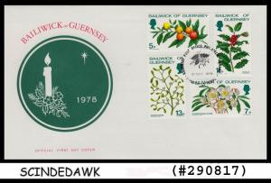 BAILIWICK OF GUERNSEY - 1978 CHRISTMAS FLOWER - 4V - FDC