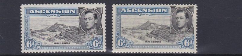 ASCENSION 1938-51  SG 43 + 43B  2X 6D VALUES  MH   