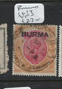 BURMA (P0608B) ON INDIA KGV 2R  SG 14  VFU