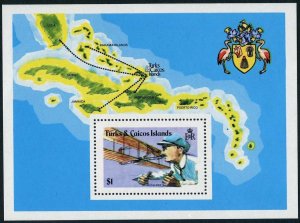 Turks & Caicos 353, MNH. Mi Bl.11. Aviation Progress,1978. Wright brothers, Map,