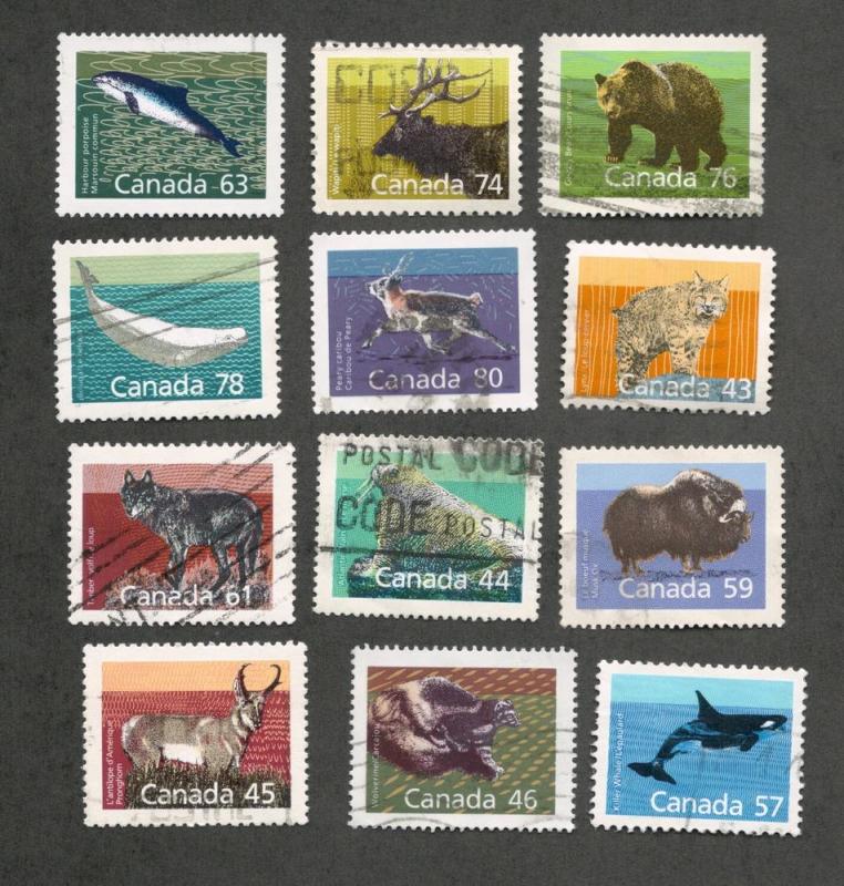 CANADA 1988-90 WILDLIFE Set of 12  XF-Used Set  #1170-1180