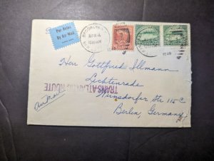 1940 USA Airmail Cover Brooklyn NY to Berlin Germany Trans Atlantic Route