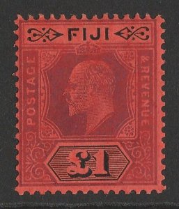 FIJI 1906 KEVII £1 purple & black on red.  