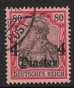 GERMAN P.O.'s IN TURKISH EMPIRE SG42 1905 4pi ON 80pf BLACK & CARMINE/ROSE USED