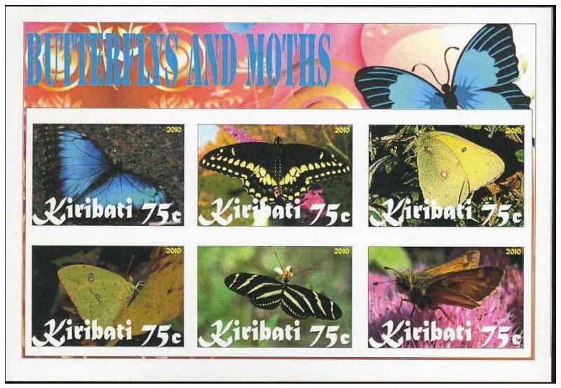 KIRIBATI SHEET IMPERF CINDERELLA BUTTERFLIES INSECTS