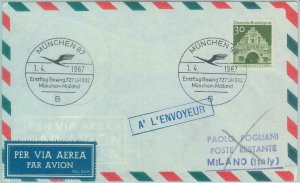 83158  - GERMANY - Postal History - FIRST FLIGHT:  Munich -  MILAN -  # 655 CA