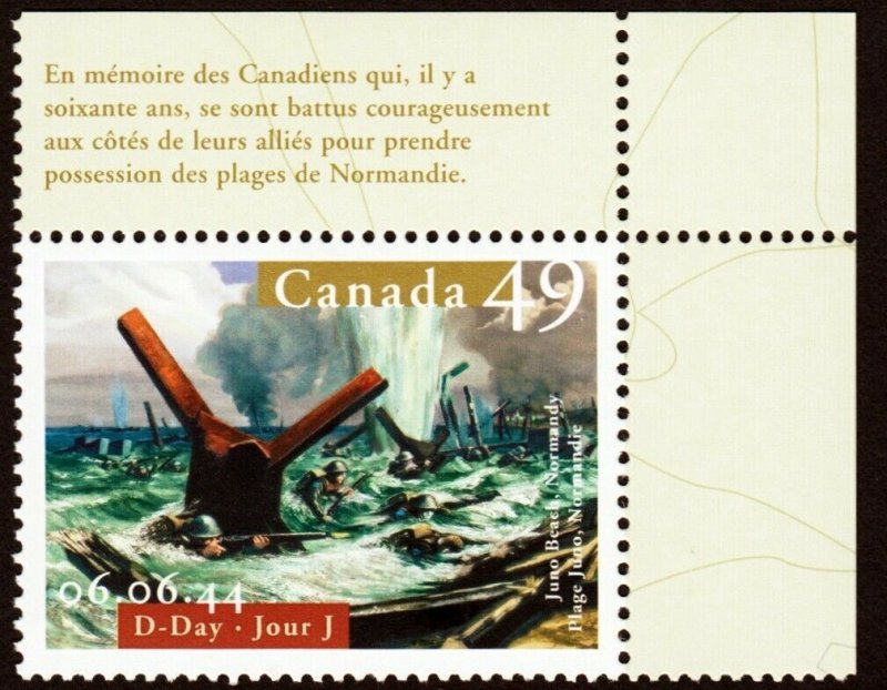 jq. WWII = JUNO BEACH = D-DAY = NORMANDY FRANCE = WAR = UR Canada 2004 #2043 MNH 
