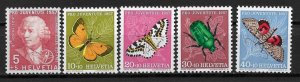 1957 Switzerland B267-71 complete Pro Jeventute set MNH