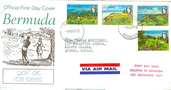 BERMUDA 1971 GOLF SET #284-87 on FDC