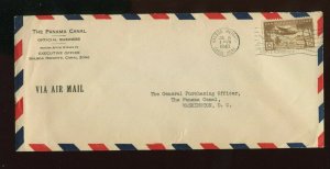 Canal Zone Scott C17 Var RARE P PERFIN Stamp On 1940 Airmail Official Mail Cover