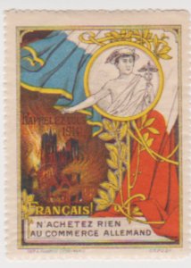 France WWI anti German Propaganda Stamps Vignette Poster Stamp