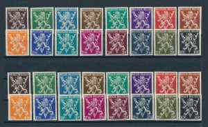 [103259] Belgium 1944 Lions rampant imperforate Complete set of 32 RARE MNH