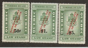 Canada Revenues Quebec Law Stamps QL118-120 Mint never hinged