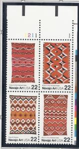 US #2235-2238 Navajo Art Plate Block of 4 (MNH) CV $4.25