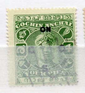 India Cochin 1919-33 Early Issue used Shade of 4p. Optd NW-15810