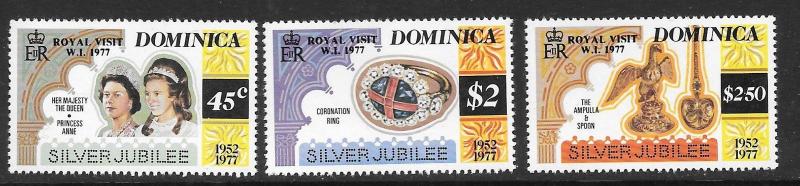 DOMINICA SG593a/5a 1977 ROYAL VISIT PERF 14 X 13½  MNH