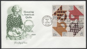 SC#1745-48 13¢ American Quilts: Artmaster (1978) Unaddressed