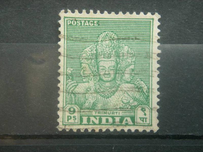 INDIA, 1949, used 9p, Trimurti, Scott  209