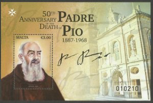 Malta 2018 MNH Saint Padre Pio 1v M/S Saints Religions Famous People Stamps