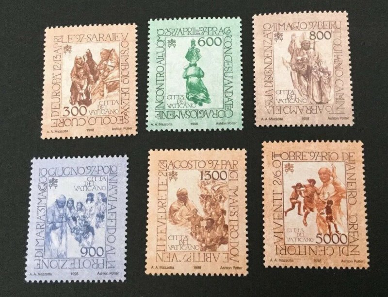 Vatican City Sc# 1089-1094 Complete Set MNH 1998 Pope John Paul II Travels NH