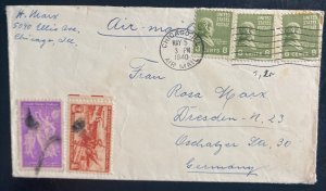 1940 Chicago IL USA Airmail cover To Dresden Germany Pony Express Stamp