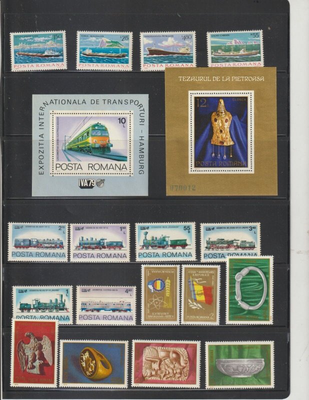 ROMANIA Stamp Collection 1970's-1980's. 122 Stamps Complete Sets O.G. MNH