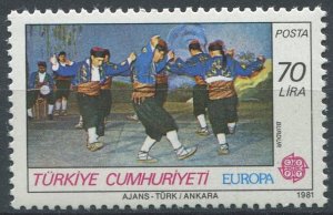 Turkey Sc#2179 MNH, 70L multi, Europa (C.E.P.T.) 1981 - Folklore (1981)