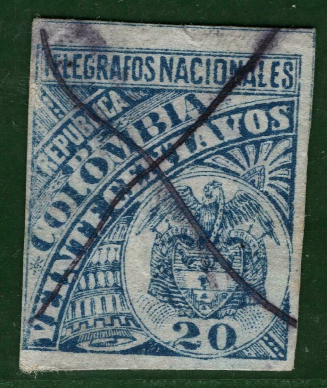 TELEGRAPH Stamp 20c COLOMBIA Used ex Collection ORANGE375