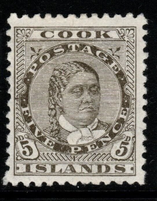 COOK ISLANDS SG17 1896 5d OLIVE-BLACK MTD MINT