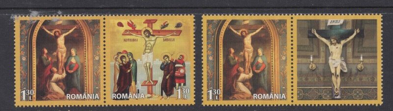 ROMANIA STAMPS 2017 EASTER JESSUS RELIGION MNH POST MARY LABELS