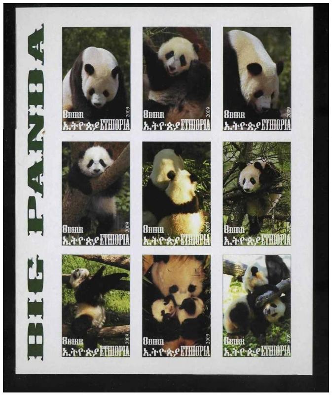 ETHIOPIA SHEET IMPERF CINDERELLA WILDLIFE PANDA BEARS