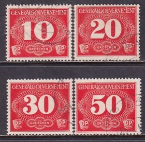 Poland 1940 Sc NL1-4 General Gouvernement German Occupation Rural Post Stamp U