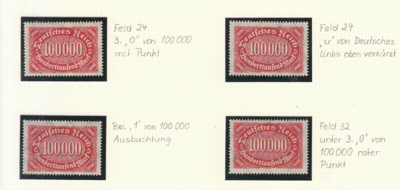 Germany - 1923 Oval 100000M specialized collection of varieties Mi# 257 - MNH