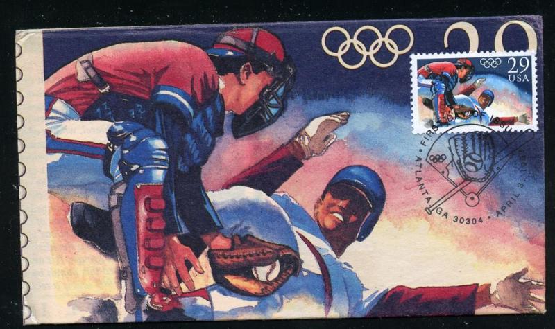 US 2619 UA 29c Olympics Baseball hand made Garniss FDC