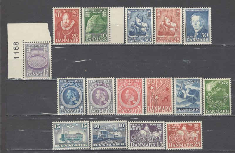 COLLECTION LOT # 4391 DENMARK 16 MNH STAMPS CV+$15