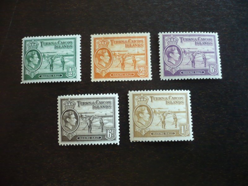 Stamps - Turks & Caicos - Scott# 79,83,85-87 - Mint Hinged Part Set of 5 Stamps