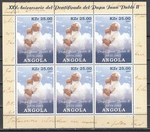 Angola, 2003 Cinderella issue. Pope John Paul II sheet of 6. ^