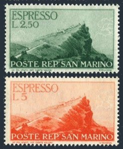 San Marino E12-E13 two sets, hinged. Mi 335-336. Special Delivery 1945. Mount.