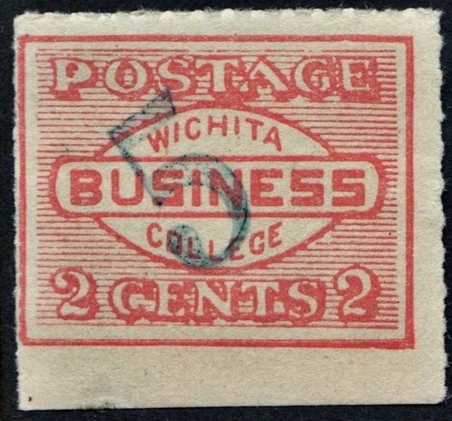 Drummond WBC1 2¢ Wichita Business College Stamp; 5¢ Surcharge? (c1910) MNH