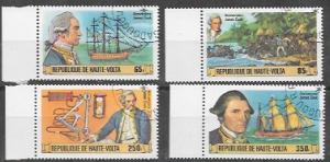 Upper Volta #474-477 Set of 4 Captain James Cook.  Ships.