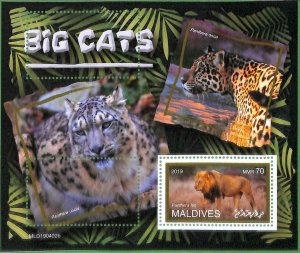 A2165 - MALDIVES - ERROR: MISPERF Souvenir sheet -2019 Lions, Panthers, Big Cats