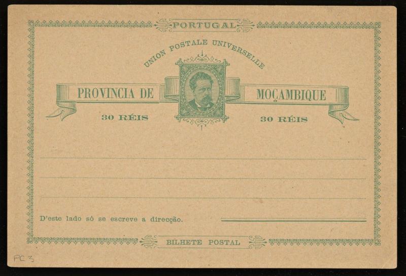 1885 PORTUGAL COLONY MOZAMBIQUE 30 REIS  POSTAL STATIONERY CARD