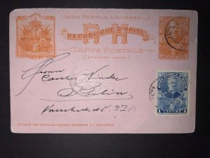 Unknown Year Haiti Postal Stationery Postcard Cover Henne to Berlin Germany