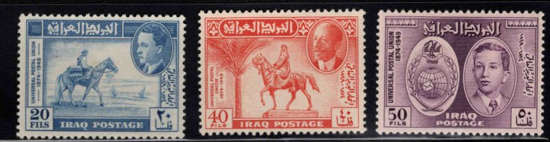 IRAQ Scott 130-132 MH* UPU  stamp set low value has a slight thin