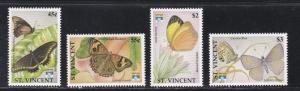 St. Vincent # 1662 / 1665, Butterflies, NH, .