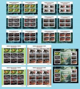 LIBERIA 2023 PACK 18 IMPERF AMPHIBIANS REPTILES FROGS TURTLE CHAMELEON SNAKE MNH-