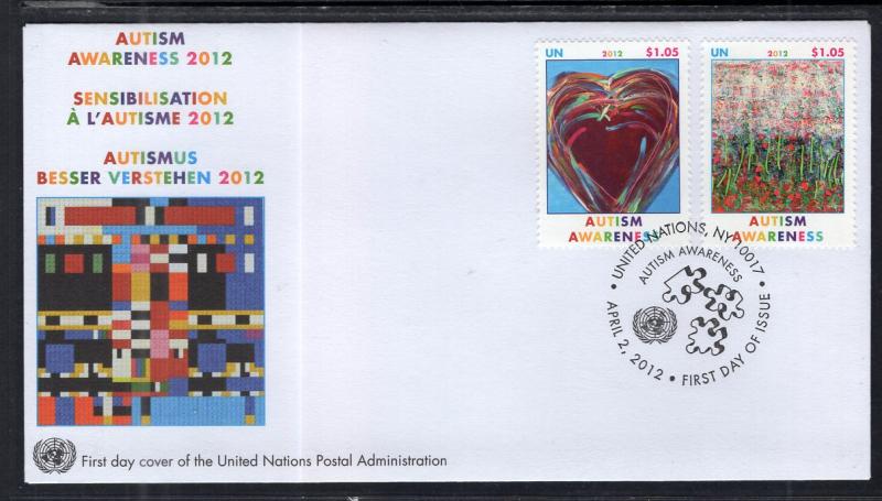 UN New York 1040-1041 Autism UN Postal Admin U/A FDC