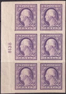 #483 Mint NH, XF, Plate number block of 6, true gem (CV $200)  (CV $24 - ID30...