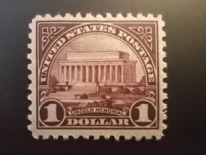 1923 Sc# 571 MHR-OG $1 Lincoln Memorial perf11 CV72 VF (BNA2024)