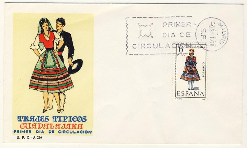 ESPAGNE / SPAIN / ESPAÑA - 1968 - TRAJES TIPICOS GUADALAJARA Mi.1776 FDC